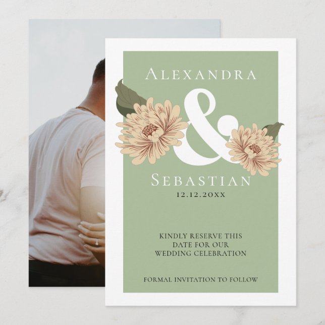 Einfache Elegante Blumenhochzeit speichert das Dat Save The Date (Vorne/Hinten)