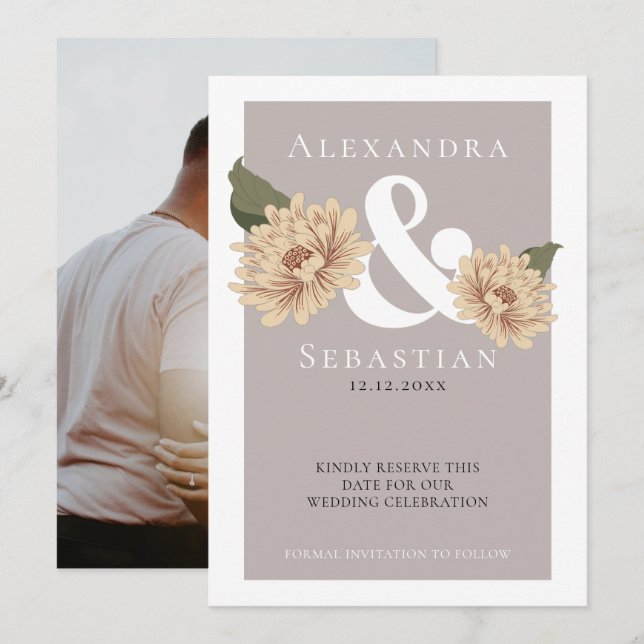Einfache Elegante Blumenhochzeit speichert das Dat Save The Date (Vorne/Hinten)