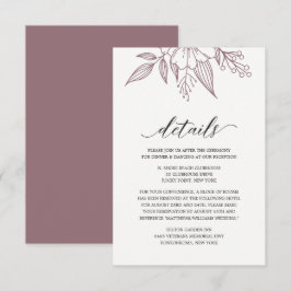 Einfache elegante Blumenkarte für die Hochzeit von Begleitkarte