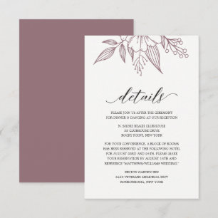 Einfache elegante Blumenkarte für die Hochzeit von Begleitkarte