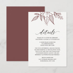 Einfache elegante Blumenkarte für Hochzeiten, Rot Begleitkarte