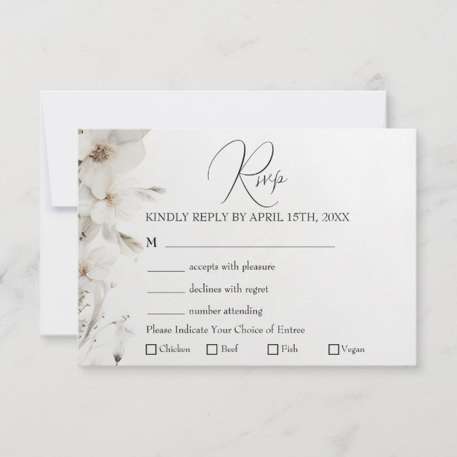 Einfache Elegante Blumenküche RSVP Karte (Vorderseite)