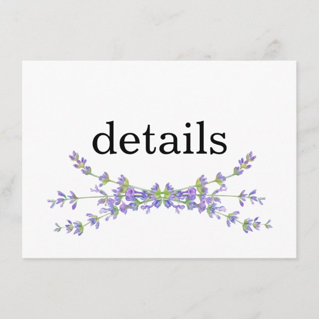 Einfache elegante, blumenminimalistische Lavendel Begleitkarte (Vorderseite)