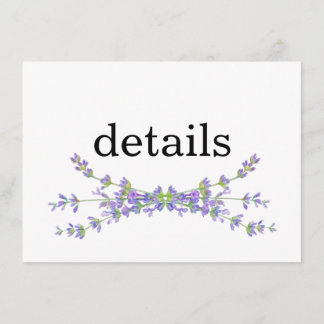Einfache elegante, blumenminimalistische Lavendel Begleitkarte