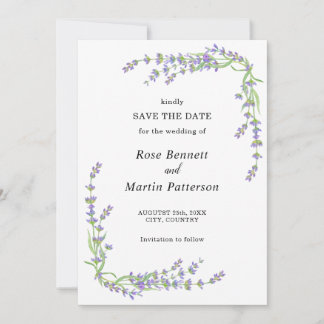Einfache elegante, blumenminimalistische Lavendel Save The Date