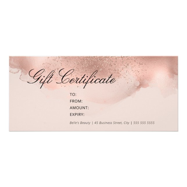 Einfache Elegante Blush & Rose Gold-Geschenkgutsch Werbekarte (Vorne)