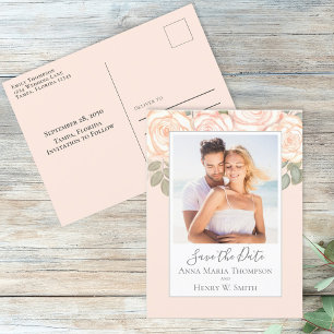Einfache Elegante Blütenpfirsich Rose Bouquet Postkarte