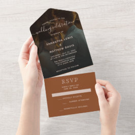 Einfache Elegante Bohemische Hochzeit All In One Einladung