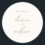 Einfache elegante Bohemische Hochzeit Runder Aufkleber<br><div class="desc">Boho Hochzeitsaufkleber mit eleganter Schriftzeichen-Typografie.</div>
