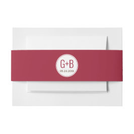 Einfache, elegante Bordeaux-Initialen Einladungsbanderole