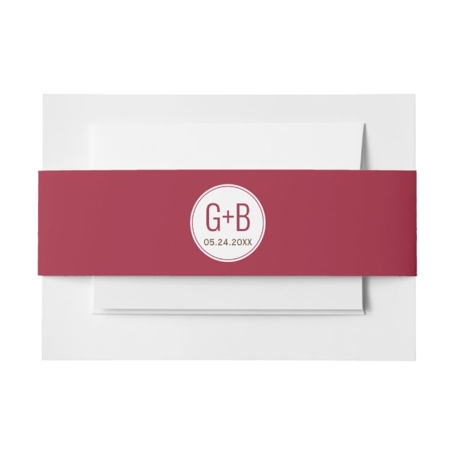 Einfache, elegante Bordeaux-Initialen Einladungsbanderole (Vorderseite Beispiel)