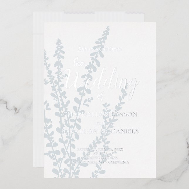 Einfache, elegante botanische Blätter Hochzeit Folieneinladung (Briefumschlag)