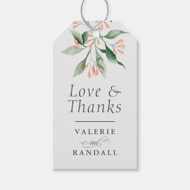 Einfache elegante botanische Hochzeit Vielen Dank Geschenkanhänger (Vorderseite)