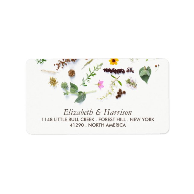 Einfache, elegante Botanische Wilde Blume Hochzeit Adressaufkleber (Vorne)
