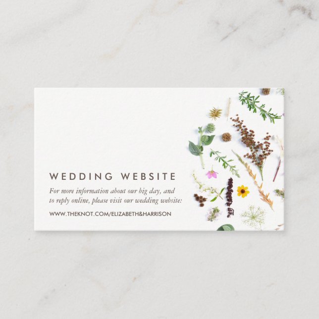 Einfache, elegante Botanische Wilde Blume Hochzeit Begleitkarte (Vorderseite)