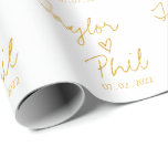 Einfache Elegante Braut & Groom Names Wedding Wrap Geschenkpapier<br><div class="desc">Einfaches elegantes Bride & Groom-Namen Hochzeitsbroschüre. Es kann nicht personalisierter werden als dieses elegante Verpackungspapier, das die Namen der Braut und des Bräutigams zusammen mit dem Hochzeitstag hat. Bedecken Sie alle Ihre Geschenke mit diesem Verpackungspapier. Passen Sie es an, indem Sie die Namen der Braut und Bräutigam und das Hochzeitstag...</div>