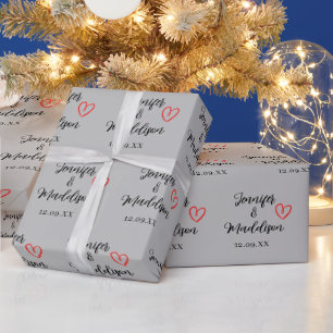Einfache Elegante Braut & Groom Names Wedding Wrap Geschenkpapier