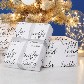 Einfache elegante Braut- und Gräuelnamen Hochzeit Geschenkpapier