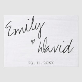 Einfache elegante Braut- und Gräuelnamen Hochzeit Seidenpapier