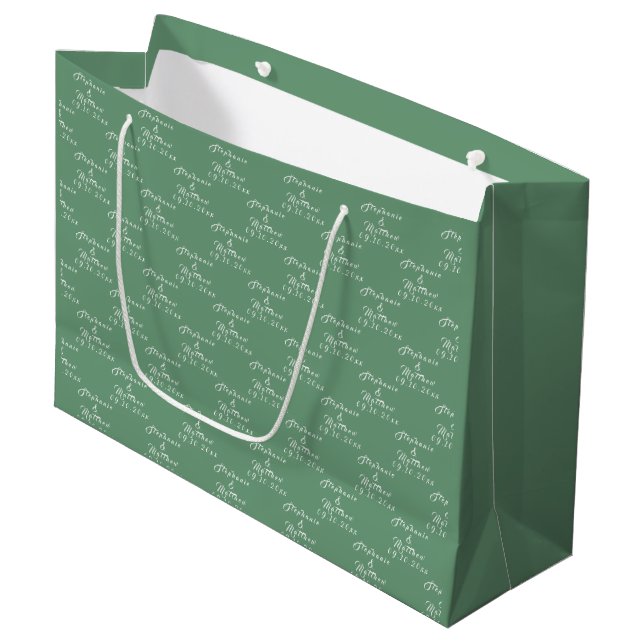 Einfache Elegante Braut und Namen für Hochzeiten Große Geschenktüte (Vorderseite Schrägansicht)