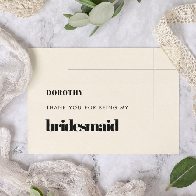 Einfache elegante Bridesmaid vielen Dank Textkarte Einladung (Von Creator hochgeladen)