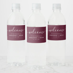 Einfache Elegante Burgund und White Wedding Water