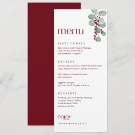 Einfache Elegante Burgundy Winterweihnachtsfeier Menükarte