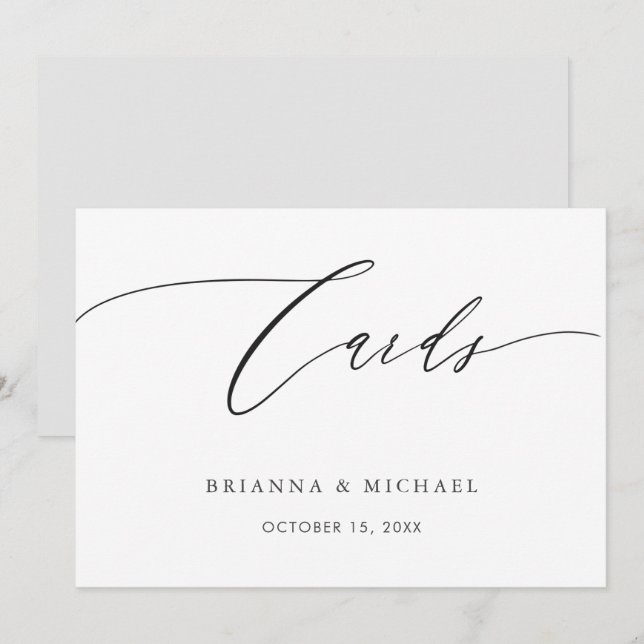 Einfache Elegante Calligrafy Cards Signieren Einladung (Vorne/Hinten)
