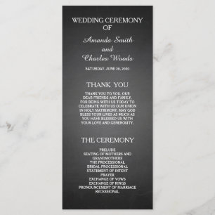 Einfache elegante Chalkboard-Hochzeitsprogramme Programm