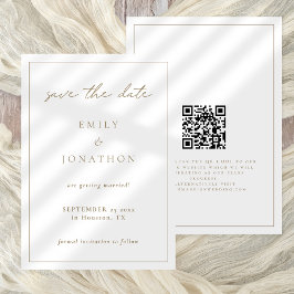 Einfache Elegante Champagne Gold Script Line Borde Save The Date