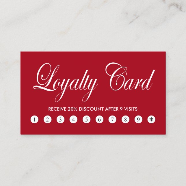 Einfache Elegante Chic Red White Loyalty Card Treuekarte (Vorderseite)
