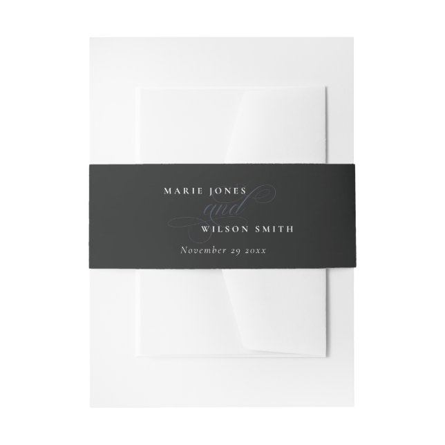 Einfache Elegante Chic Script Black & White Weddin Einladungsbanderole (Vorderseite Beispiel)