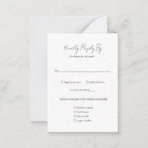 Einfache Elegante Classic Wedding Mini RSVP Karte