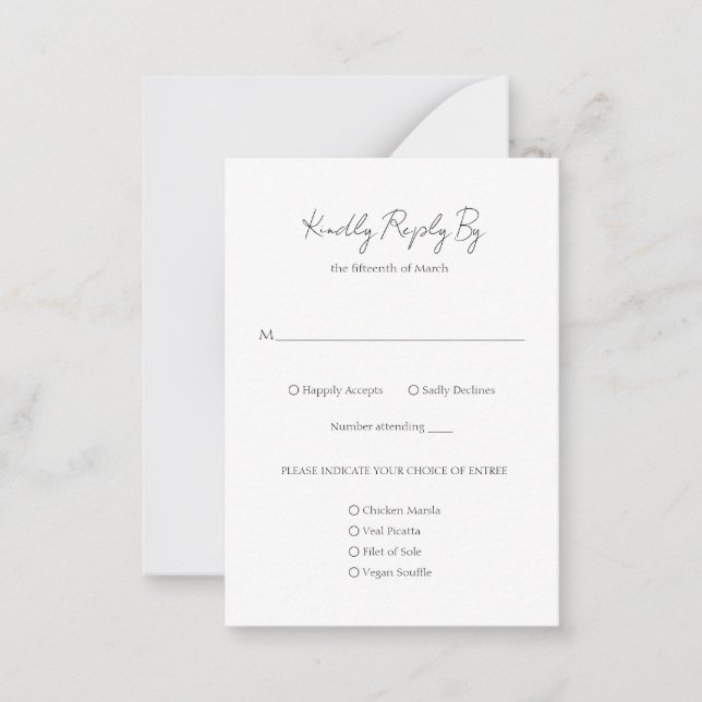Einfache Elegante Classic Wedding Mini RSVP Karte (Vorderseite)