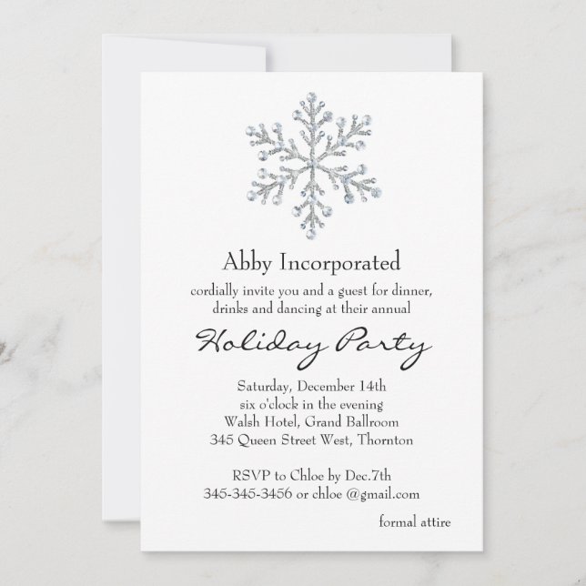 Einfache & elegante Corporate Holiday Party - weiß Einladung (Vorderseite)