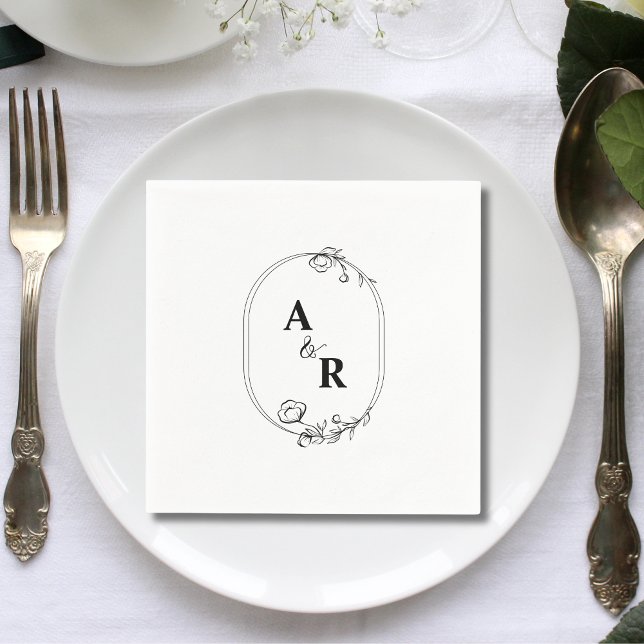 Einfache Elegante Couple Initials Wedding Serviette (Von Creator hochgeladen)