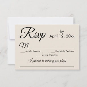 Einfache elegante Cream Song Anfrage Hochzeit RSVP Karte