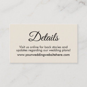Einfache, elegante Cream Wedding Details Begleitkarte
