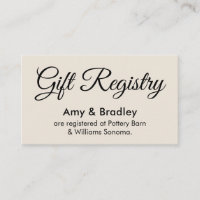 Einfache, elegante Cream Wedding Gift Registry