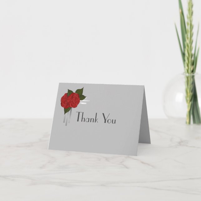 Einfache Elegante Deko Rose Hochzeit Dankeskarte (Vorderseite)