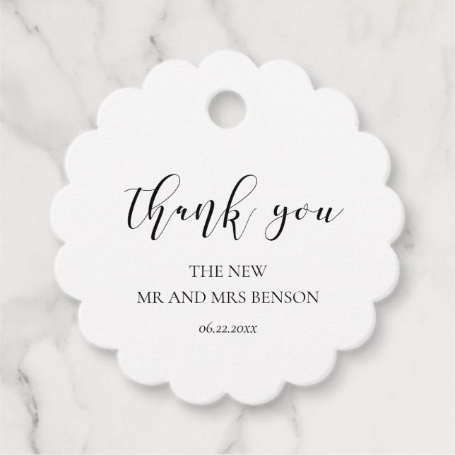 Einfache, elegante Designhochzeit Geschenkanhänger (Vorderseite)
