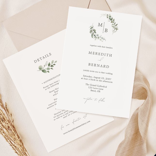 Einfache elegante Details zur Botanischen Hochzeit Einladung (Von Creator hochgeladen)