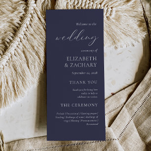 Einfache elegante dunkelblaue Hochzeit Programm