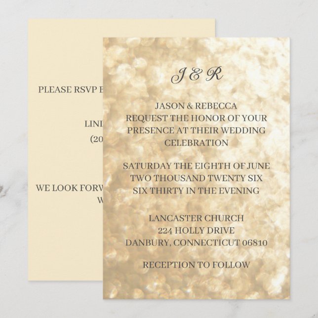 Einfache, elegante Einladung zum Hochzeitstag (Vorne/Hinten)