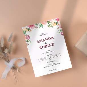 Einfache, elegante Einladung zur Hochzeit
