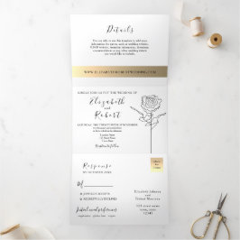 Einfache elegante Einladung zur Hochzeit mit drei 