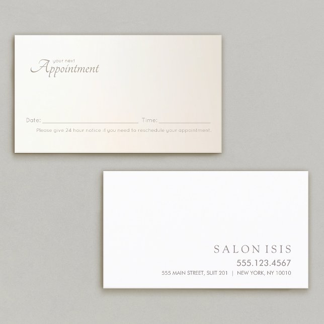 Einfache elegante Erinnerung für Berufliche Verabr Terminkarte (elegant pale yellow gradient appointment card)