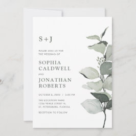 Einfache Elegante Eukalyptus Botanische Hochzeit Einladung