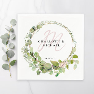 Einfache, elegante Eukalyptus-Hochzeit auf Monogra Serviette