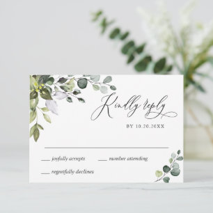 Einfache elegante Eukalyptus-Hochzeits-RSVP-Karte RSVP Karte